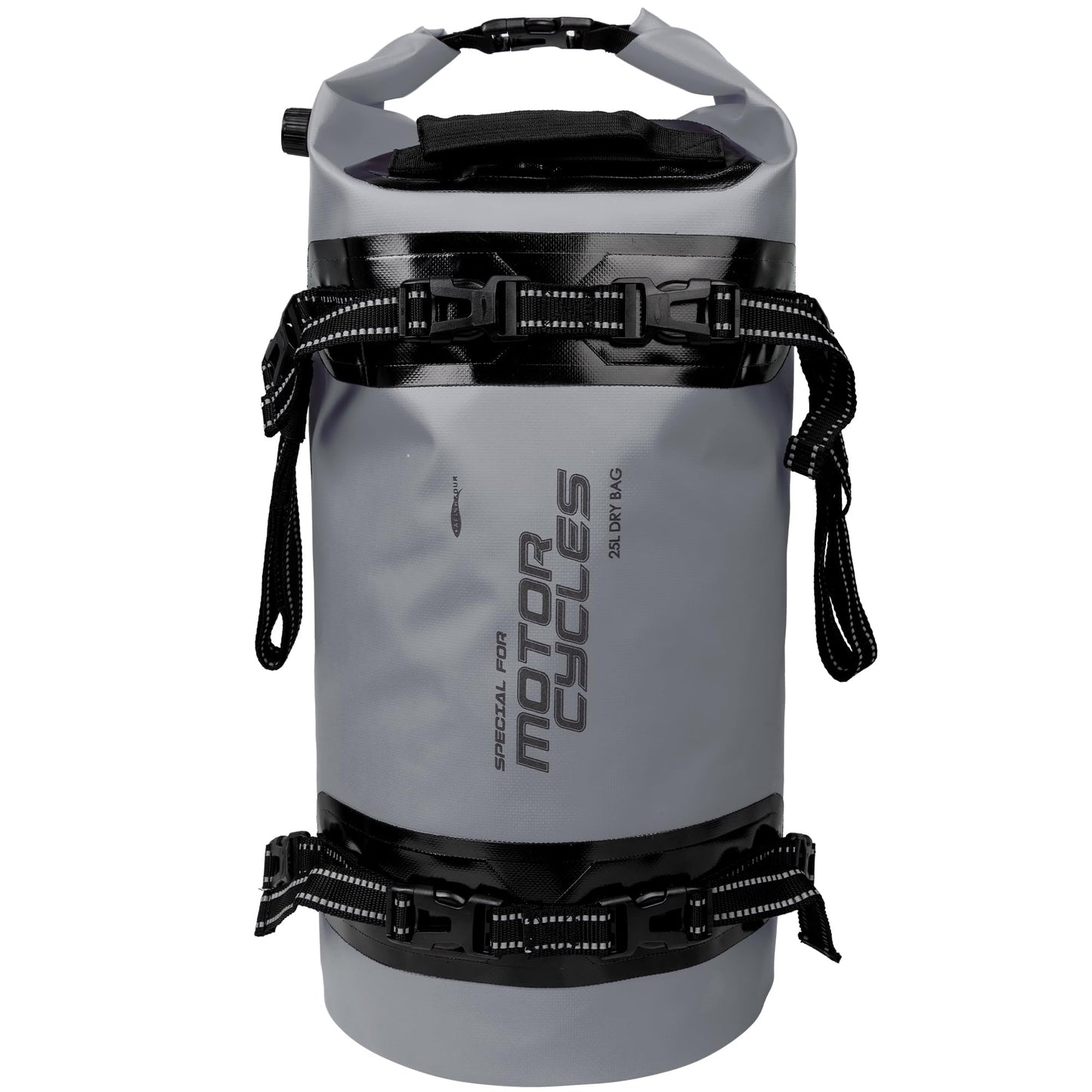 AFISHTOUR 25L Waterproof Motorcycle Dry Bag - Motorcycle Luggage Tail Bag with Straps for Back Seat - Roll Top Dry Bag for Kayaking, Rafting, Boating, Camping, Travel, Beach (Grey)