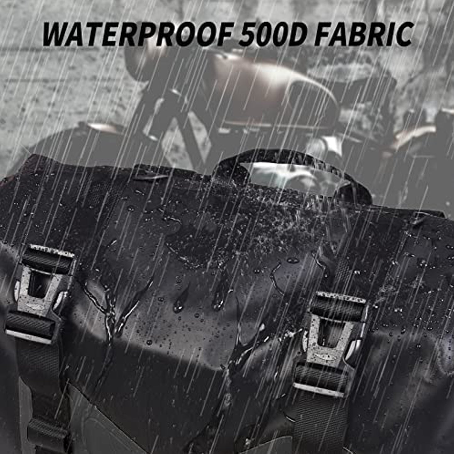 AFISHTOUR Waterproof Motorcycle Saddlebags - 50L Motorcycle Luggage Bags for Motorbike Travel - Motorcycle Panniers - Detachable Bag for Scooter, Honda, Suzuki, Yamaha (Black, 2 Pack)