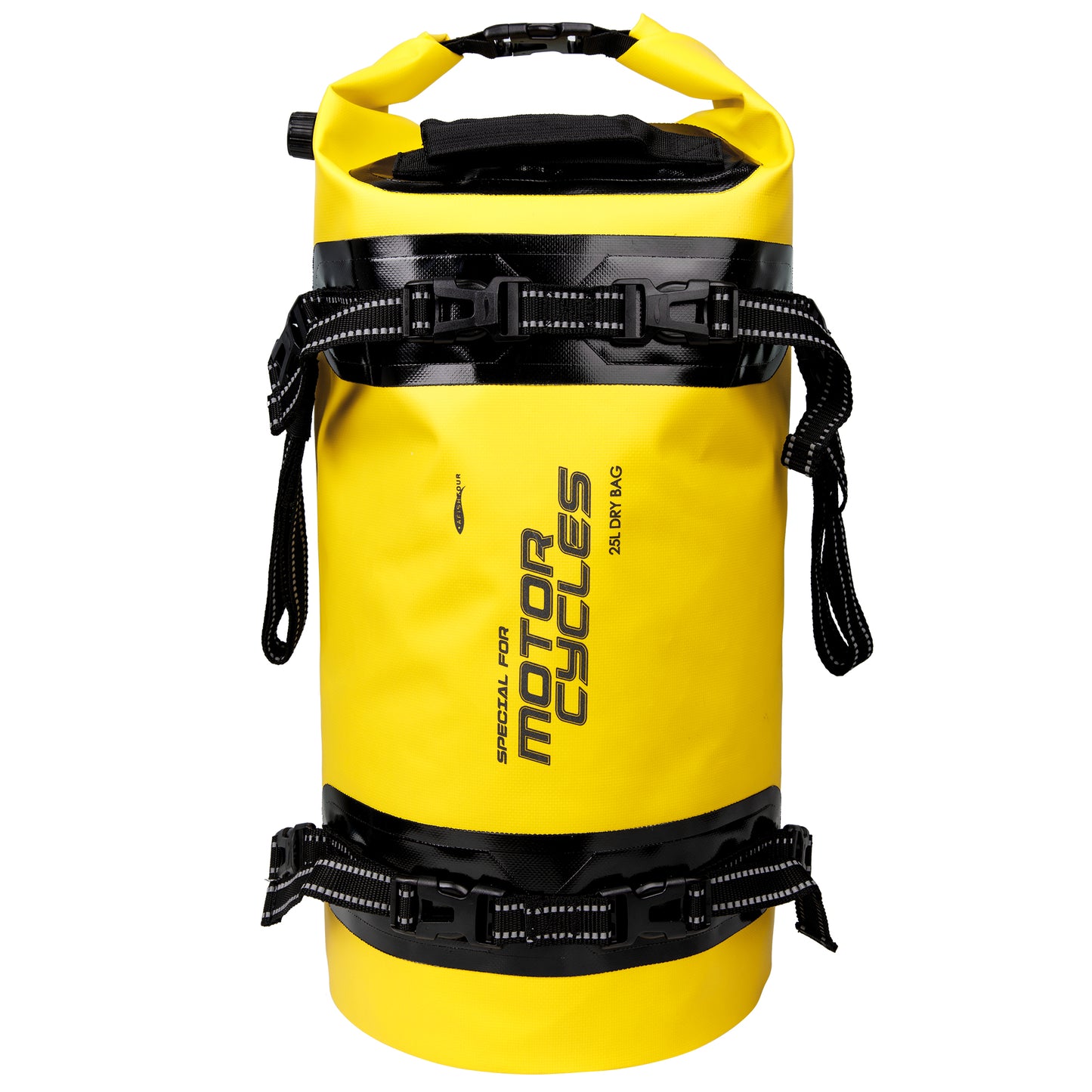 AFISHTOUR 25L Waterproof Motorcycle Dry Bag - Motorcycle Luggage Tail Bag with Straps for Back Seat - Roll Top Dry Bag for Kayaking, Rafting, Boating, Camping, Travel, Beach (Yellow)