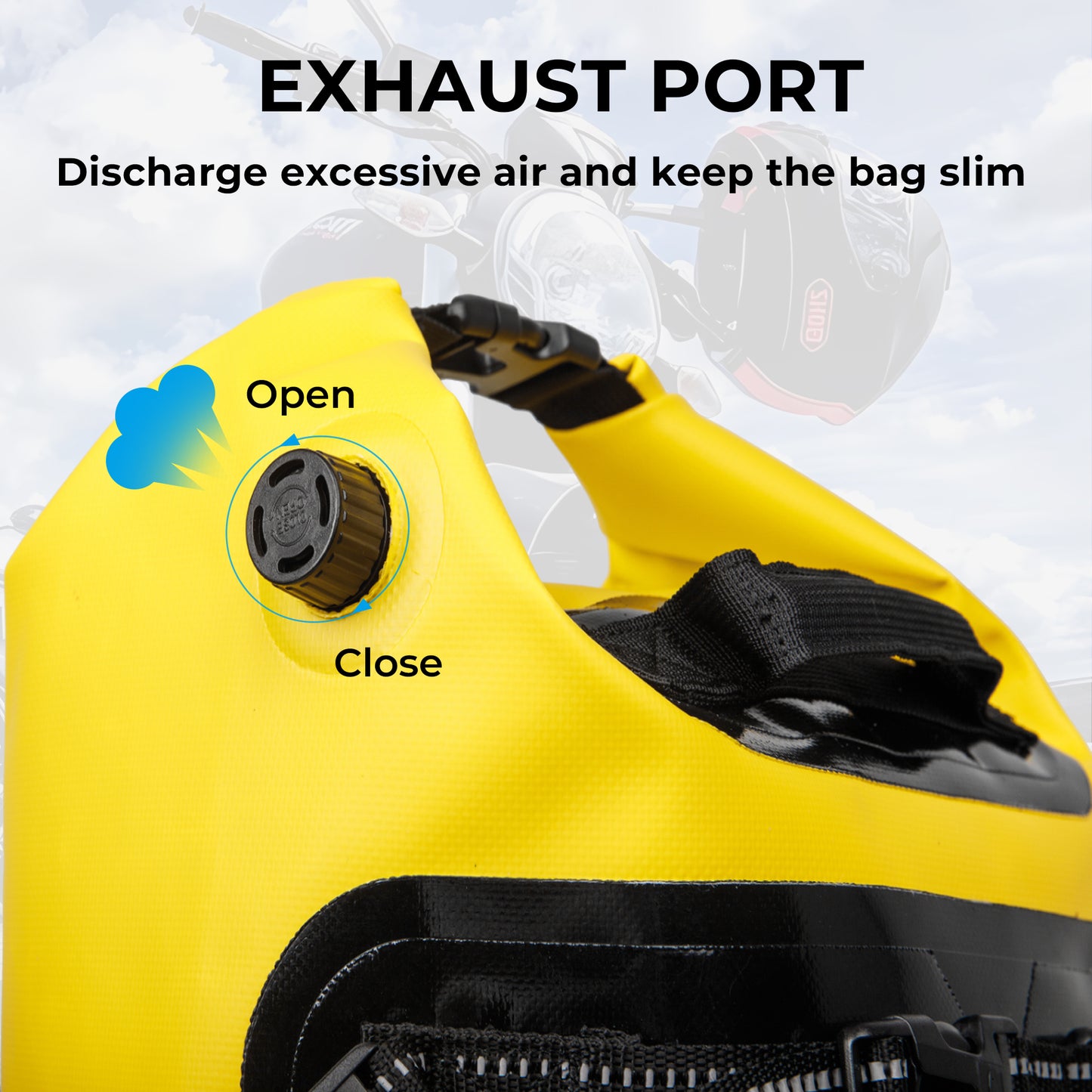 AFISHTOUR 25L Waterproof Motorcycle Dry Bag - Motorcycle Luggage Tail Bag with Straps for Back Seat - Roll Top Dry Bag for Kayaking, Rafting, Boating, Camping, Travel, Beach (Yellow)