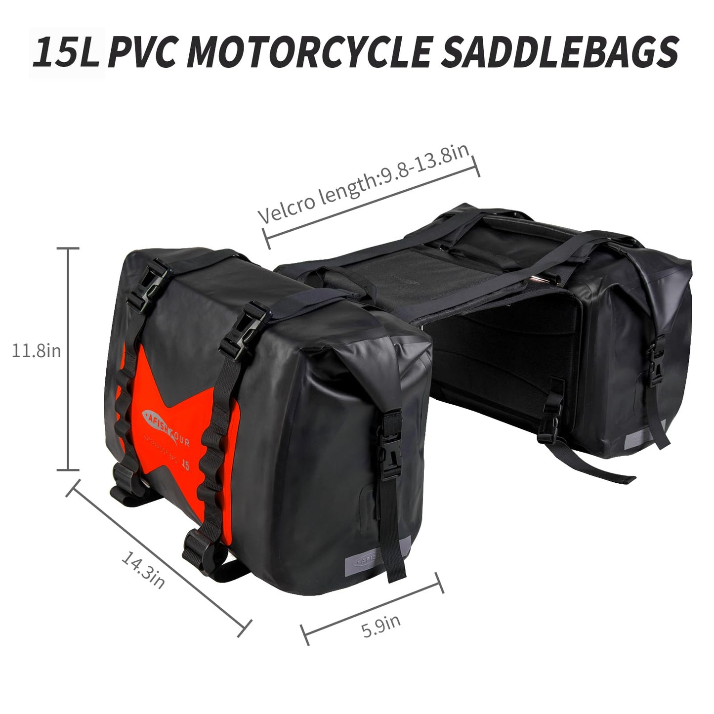AFISHTOUR Waterproof Motorcycle Saddlebags - 30L Motorcycle Luggage Bags for Motorbike Travel - Motorcycle Panniers - Detachable Bag for Scooter, Honda, Suzuki, Yamaha (Red, 2 Pack)