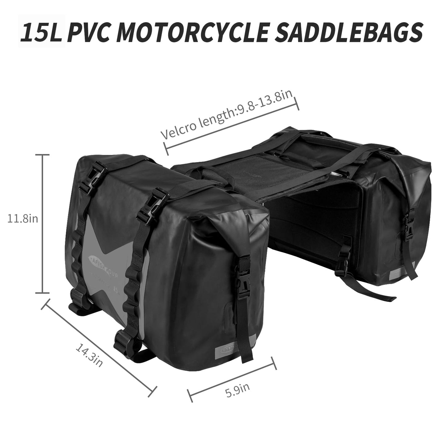 AFISHTOUR Waterproof Motorcycle Saddlebags - 30L Motorcycle Luggage Bags for Motorbike Travel - Motorcycle Panniers - Detachable Bag for Scooter, Honda, Suzuki, Yamaha (Grey, 2 Pack)