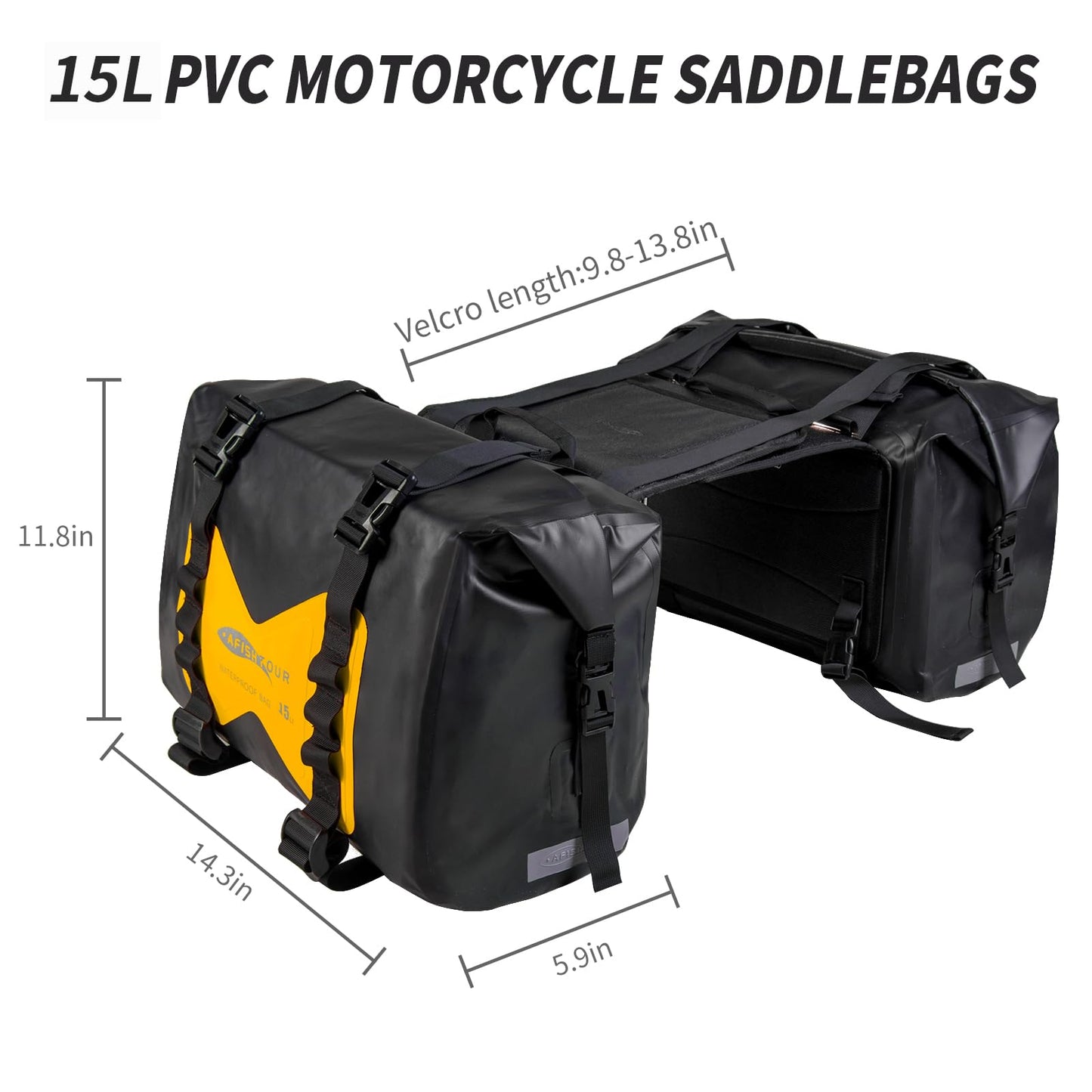 AFISHTOUR Waterproof Motorcycle Saddlebags - 30L Motorcycle Luggage Bags for Motorbike Travel - Motorcycle Panniers - Detachable Bag for Scooter, Honda, Suzuki, Yamaha (Yellow, 1 Pair)