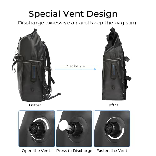 AFISHTOUR 35L Waterproof Backpack for Men and Women - Heavy Duty Roll-Top Floating Dry Bag Backpack for Kayaking, Rafting, Boating, Beach (Black)