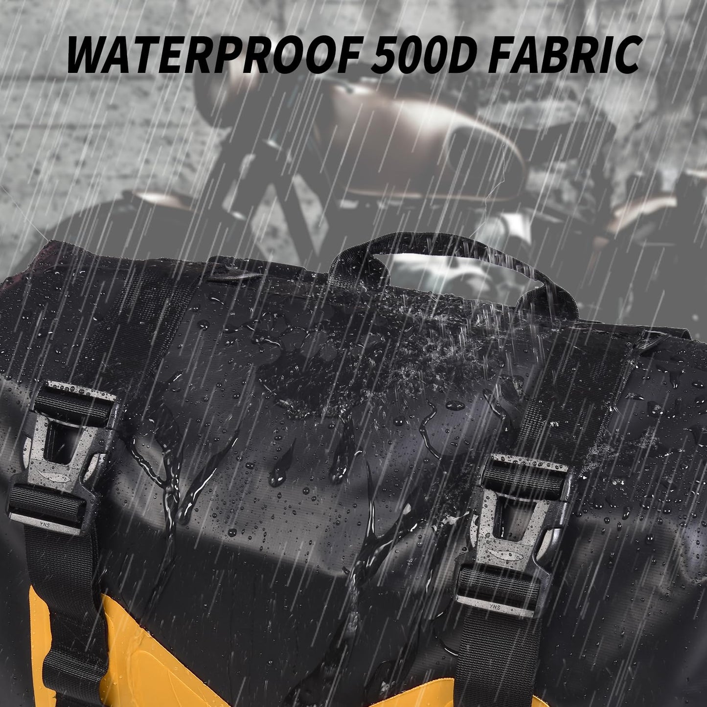 AFISHTOUR Waterproof Motorcycle Saddlebags - 30L Motorcycle Luggage Bags for Motorbike Travel - Motorcycle Panniers - Detachable Bag for Scooter, Honda, Suzuki, Yamaha (Yellow, 1 Pair)