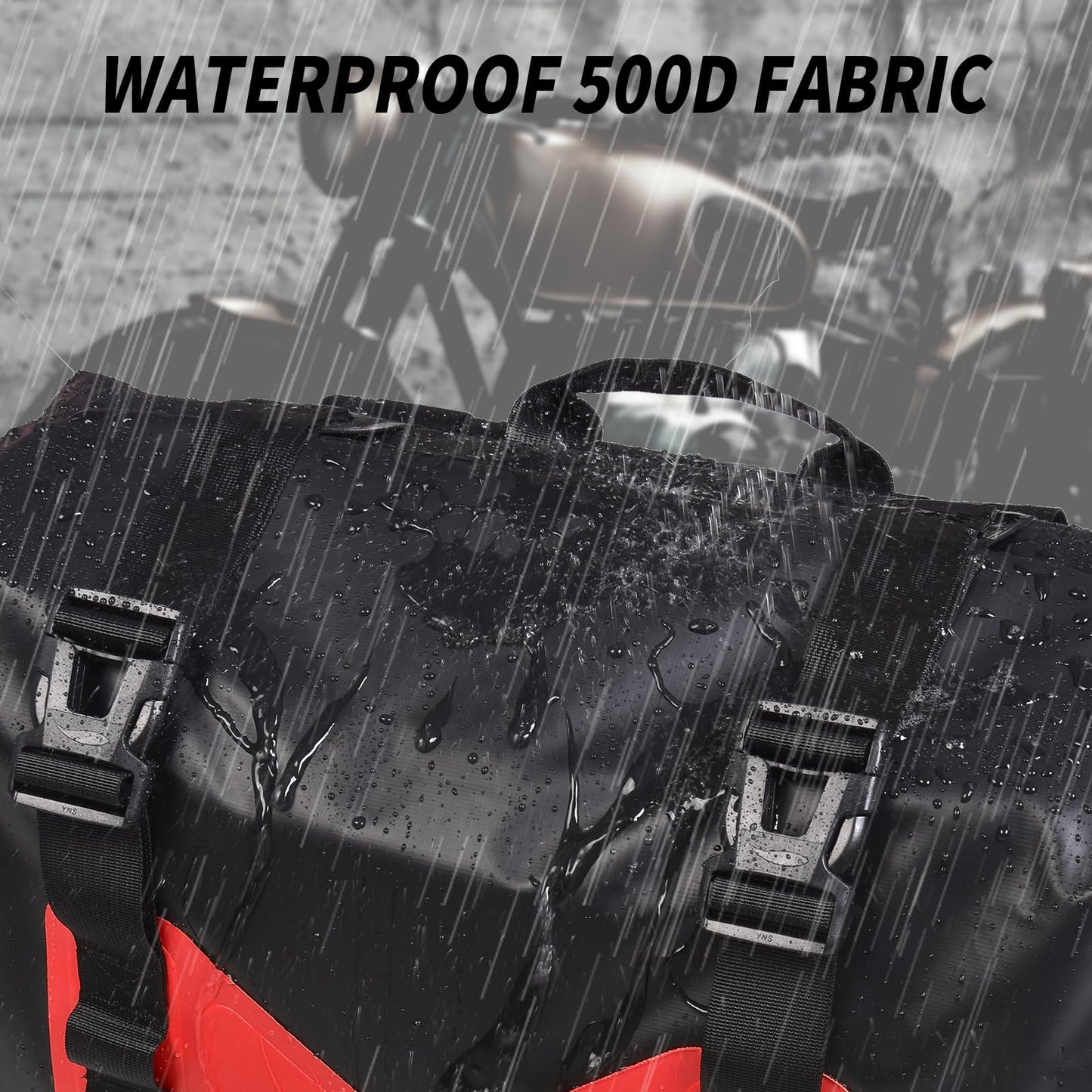 AFISHTOUR Waterproof Motorcycle Saddlebags - 30L Motorcycle Luggage Bags for Motorbike Travel - Motorcycle Panniers - Detachable Bag for Scooter, Honda, Suzuki, Yamaha (Red, 2 Pack)