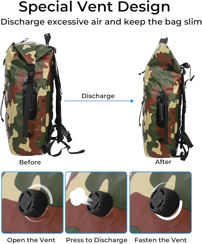 AFISHTOUR 35L Waterproof Backpack for Men and Women - Roll-Top Floating Dry Bag Backpack for Kayaking, Rafting, Boating, Beach (green)