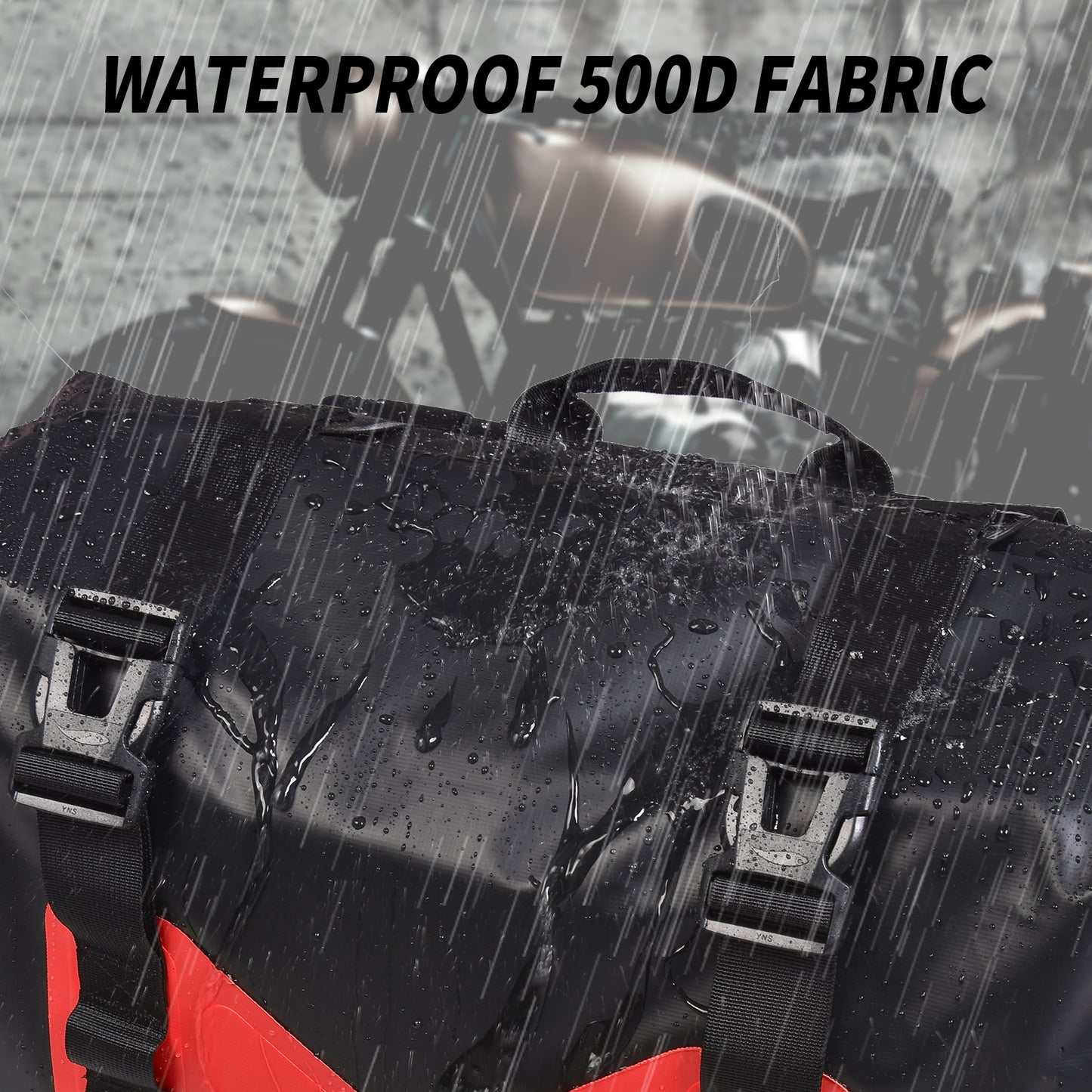 AFISHTOUR Waterproof Motorcycle Saddlebags - 50L Motorcycle Luggage Bags for Motorbike Travel - Motorcycle Panniers - Detachable Bag for Scooter, Honda, Suzuki, Yamaha (Red, 2 Pack)