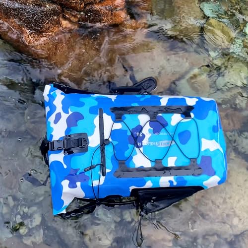 AFISHTOUR 35L Waterproof Backpack for Men and Women - Roll-Top Floating Dry Bag Backpack for Kayaking, Rafting, Boating, Beach (Blue)