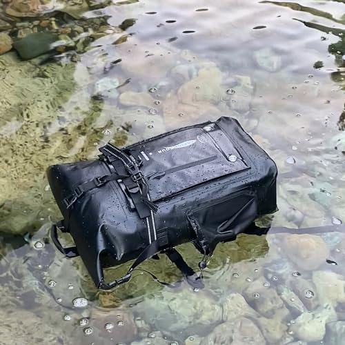 AFISHTOUR 35L Waterproof Backpack for Men and Women - Heavy Duty Roll-Top Floating Dry Bag Backpack for Kayaking, Rafting, Boating, Beach (Black)