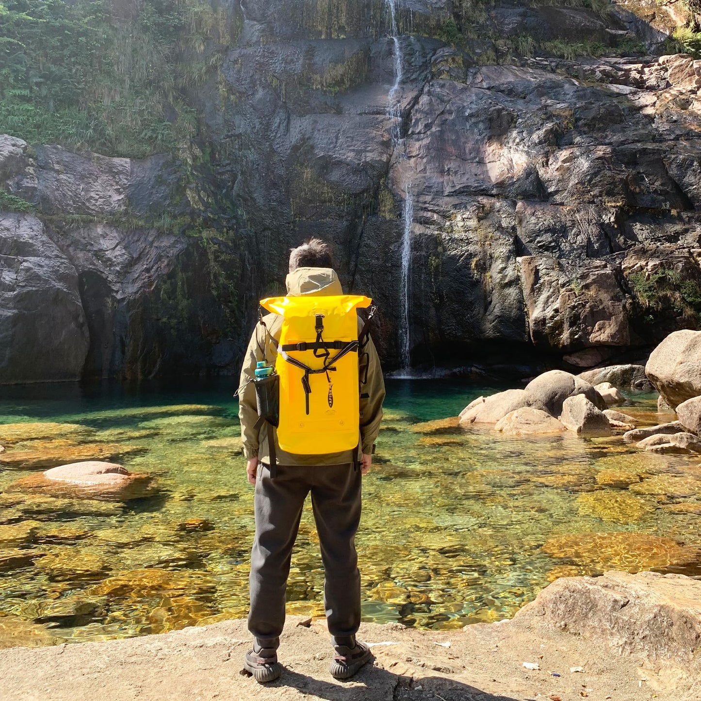 AFISHTOUR 35L Waterproof Backpack for Men and Women - Heavy Duty Roll-Top Floating Dry Bag Backpack for Kayaking, Rafting, Boating, Beach (Yellow)