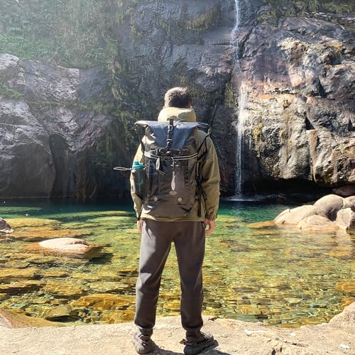 AFISHTOUR 35L Waterproof Backpack for Men and Women - Heavy Duty Roll-Top Floating Dry Bag Backpack for Kayaking, Rafting, Boating, Beach (Black)