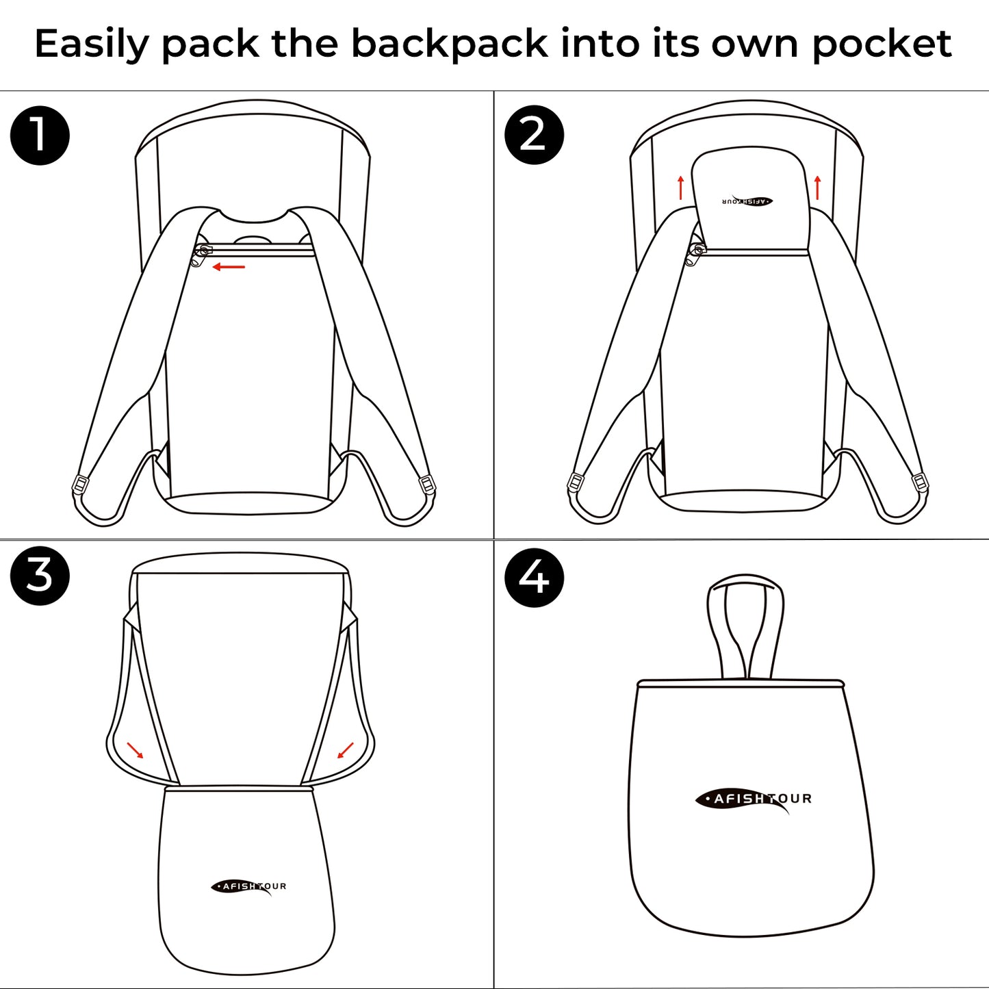 AFISHTOUR Ultralight Water Resistant Backpack for Men & Women, 15L Packable Hiking Daypack, Roll Top Closure Small Dry Bag Backpack for Cycling, Camping, Skiing, Boating (Black)