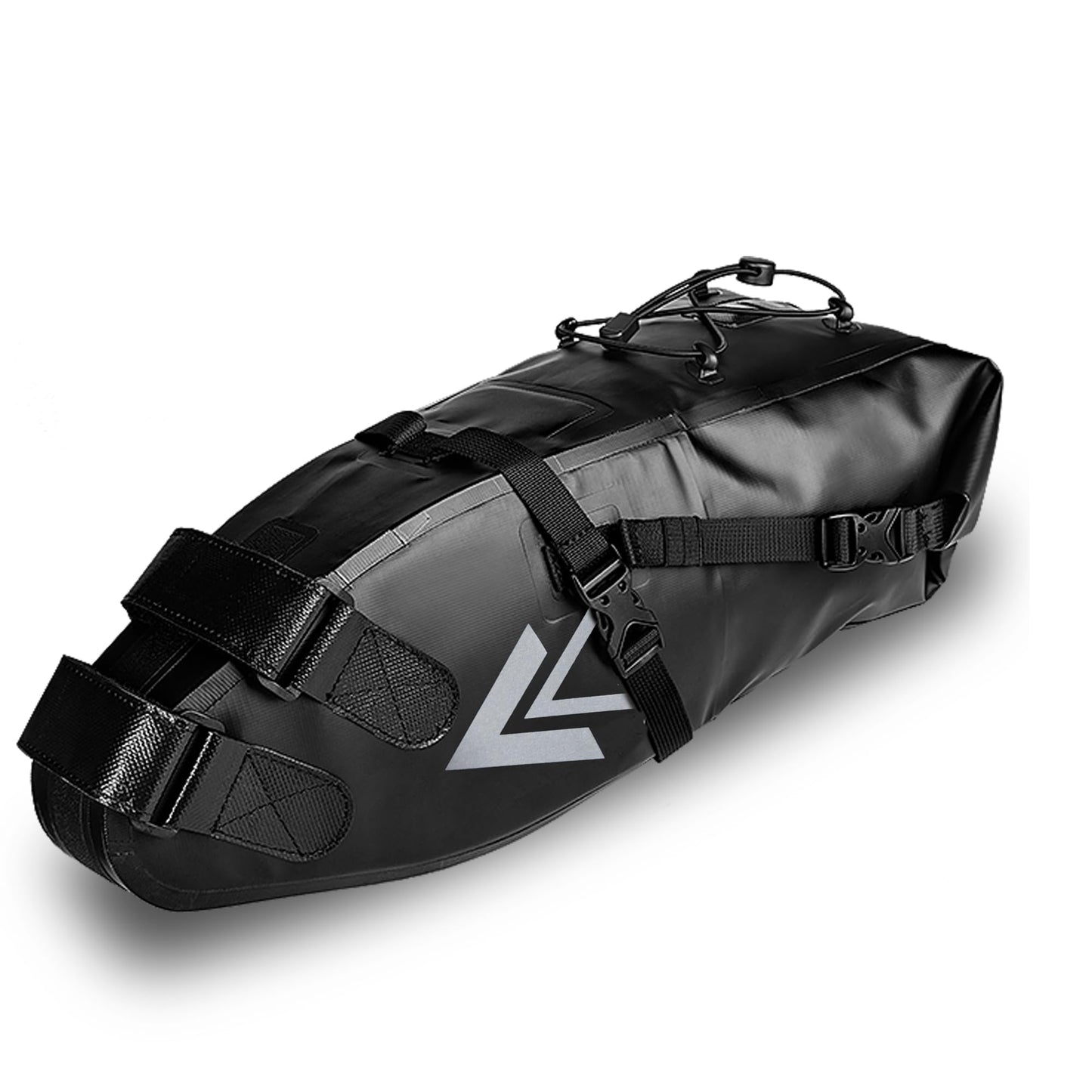 AFISHTOUR Waterproof Bicycle Saddle Bag - 10L Roll-Top Closure Cycling Bike Seat Bag Under Seat Storage Pack for Mountain Road Bike Travel (Black)