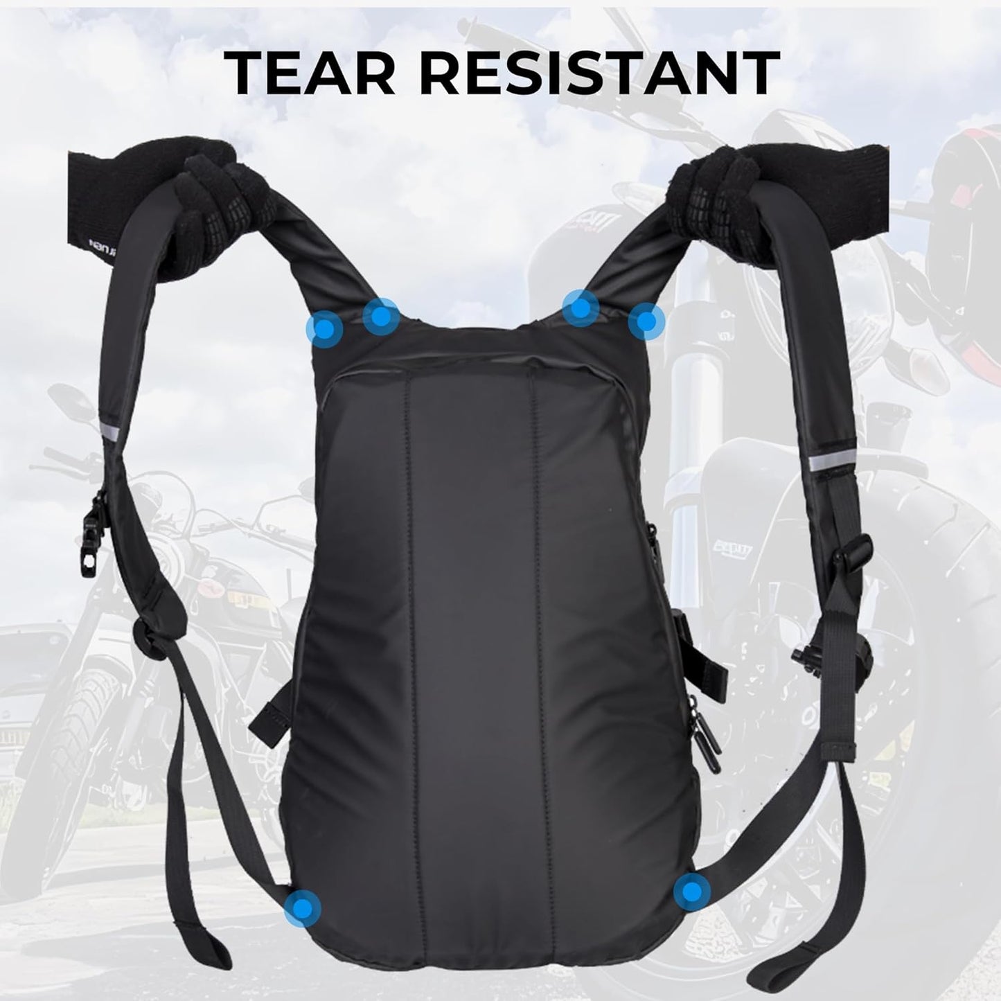 AFISHTOUR Waterproof Helmet Backpack for Motorcycle/Cycling/Skateboard, 30L Lightweight Motorbike Helmet Backpack for Men with Laptop Compartment, Inert Packet Reflective Logo (Black)