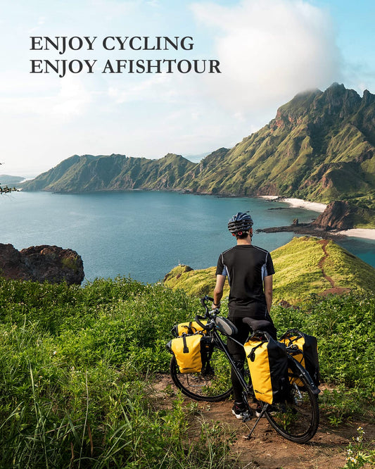 AFISHTOUR Waterproof Bike Panniers - 15L Saddle Bags for Bicycles Rear Rack - Bike Bag for Grocery, Laptop (Yellow)