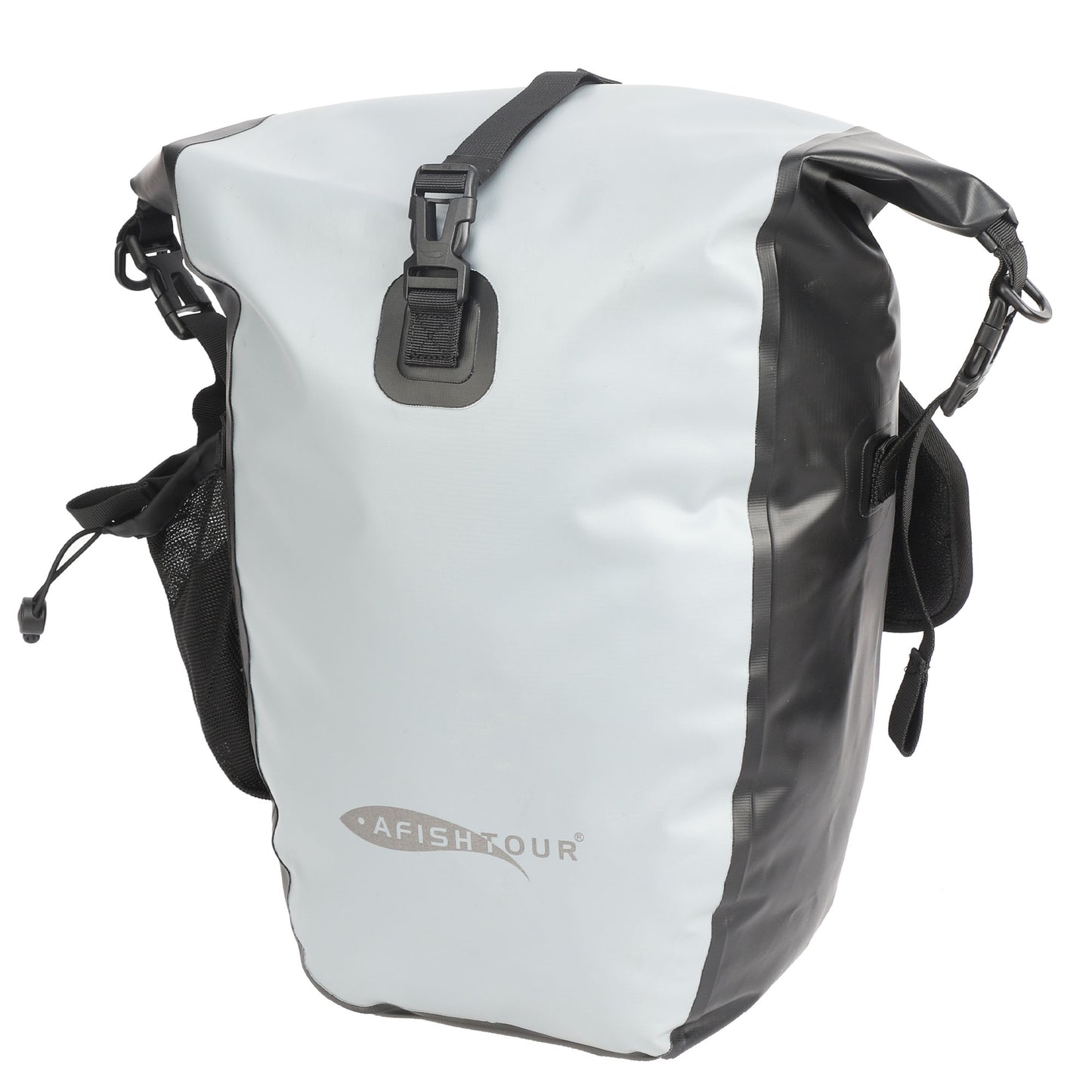 AFISHTOUR Waterproof Bike Panniers - 50L Saddle Bags for Bicycles Rear Rack - Bike Bag for Grocery, Laptop (Grey, 1 Pair)