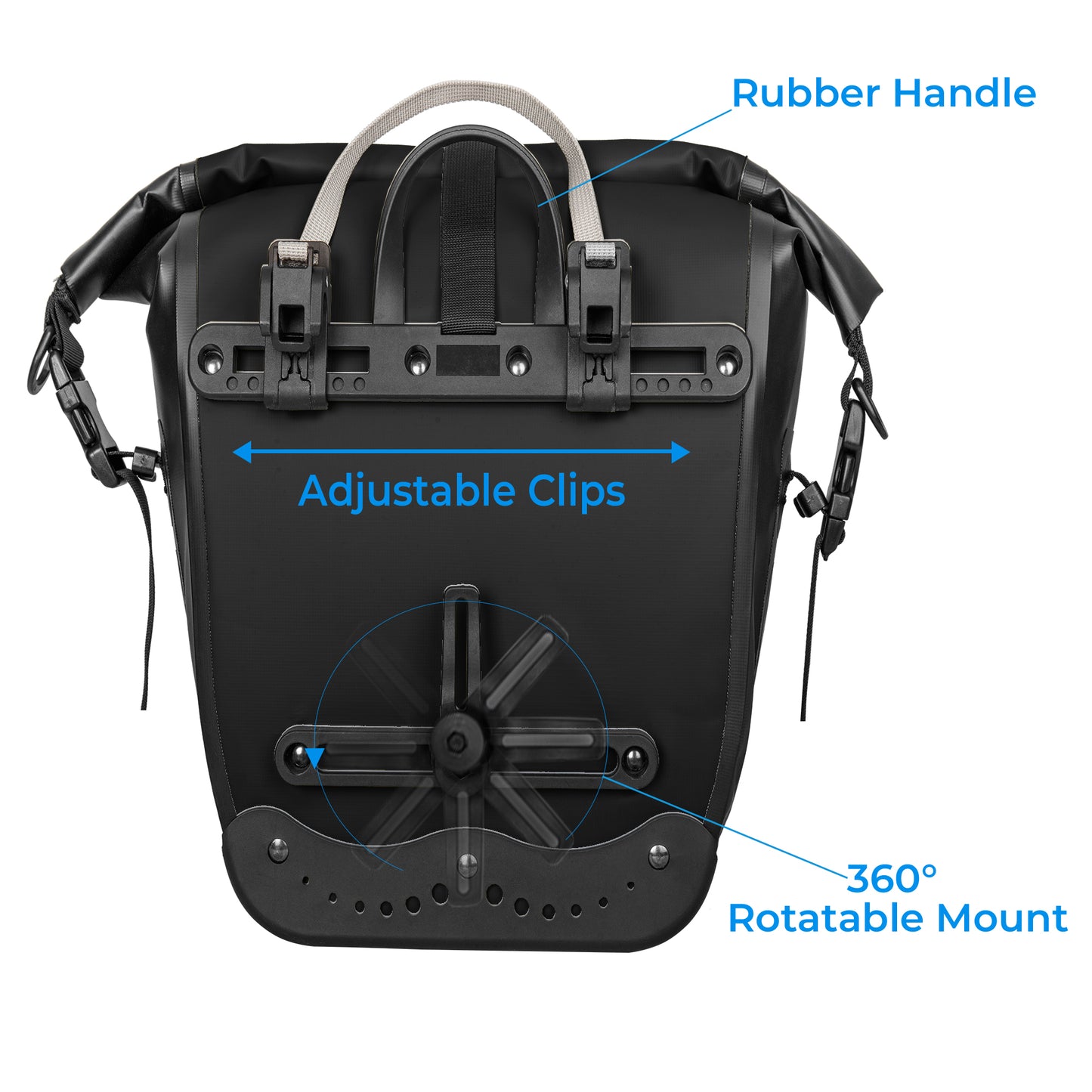 AFISHTOUR Waterproof Bike Panniers - 25L Saddle Bags for Bicycles Rear Rack - Bike Bag for Grocery, Laptop (Black)