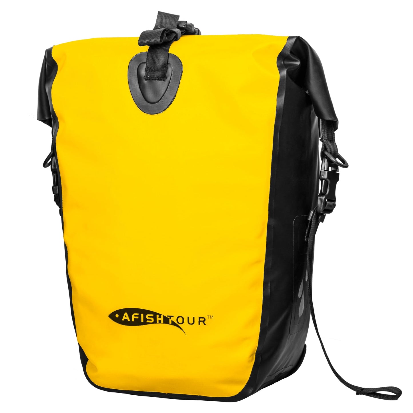 AFISHTOUR Waterproof Bike Panniers - 25L Saddle Bags for Bicycles Rear Rack - Bike Bag for Grocery, Laptop (Yellow)