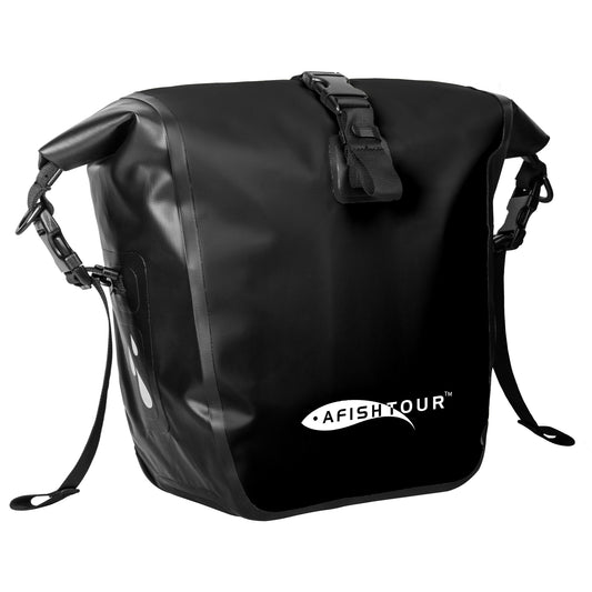 AFISHTOUR Waterproof Bike Panniers - 15L Saddle Bags for Bicycles Rear Rack - Bike Bag for Grocery, Laptop (Black)