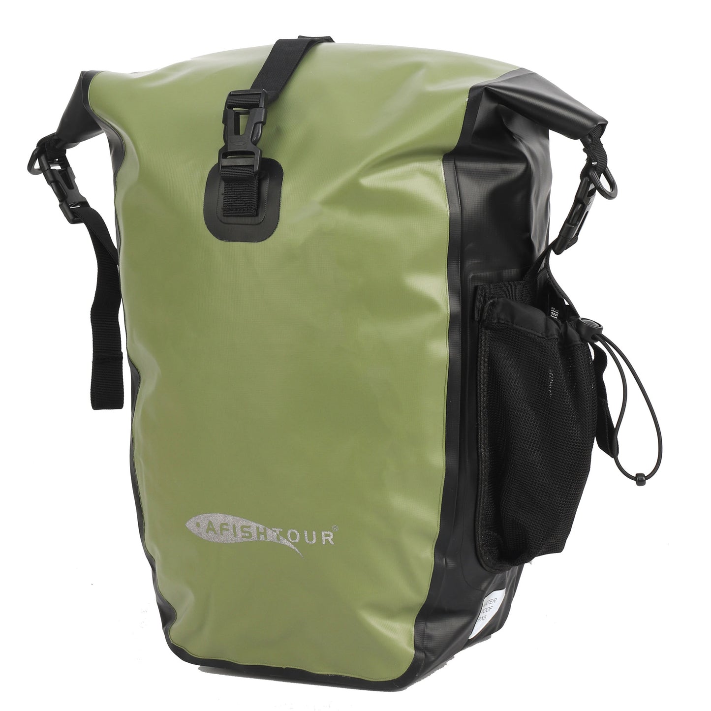 AFISHTOUR Waterproof Bike Panniers - 50L Saddle Bags for Bicycles Rear Rack - Bike Bag for Grocery, Laptop (Green, 1 Pair)