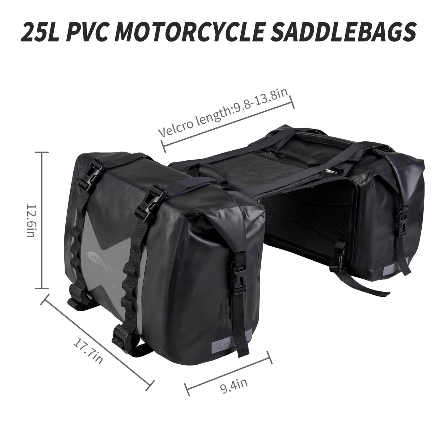 AFISHTOUR Waterproof Motorcycle Saddlebags - 50L Motorcycle Luggage Bags for Motorbike Travel - Motorcycle Panniers - Detachable Bag for Scooter, Honda, Suzuki, Yamaha (Grey, 2 Pack)