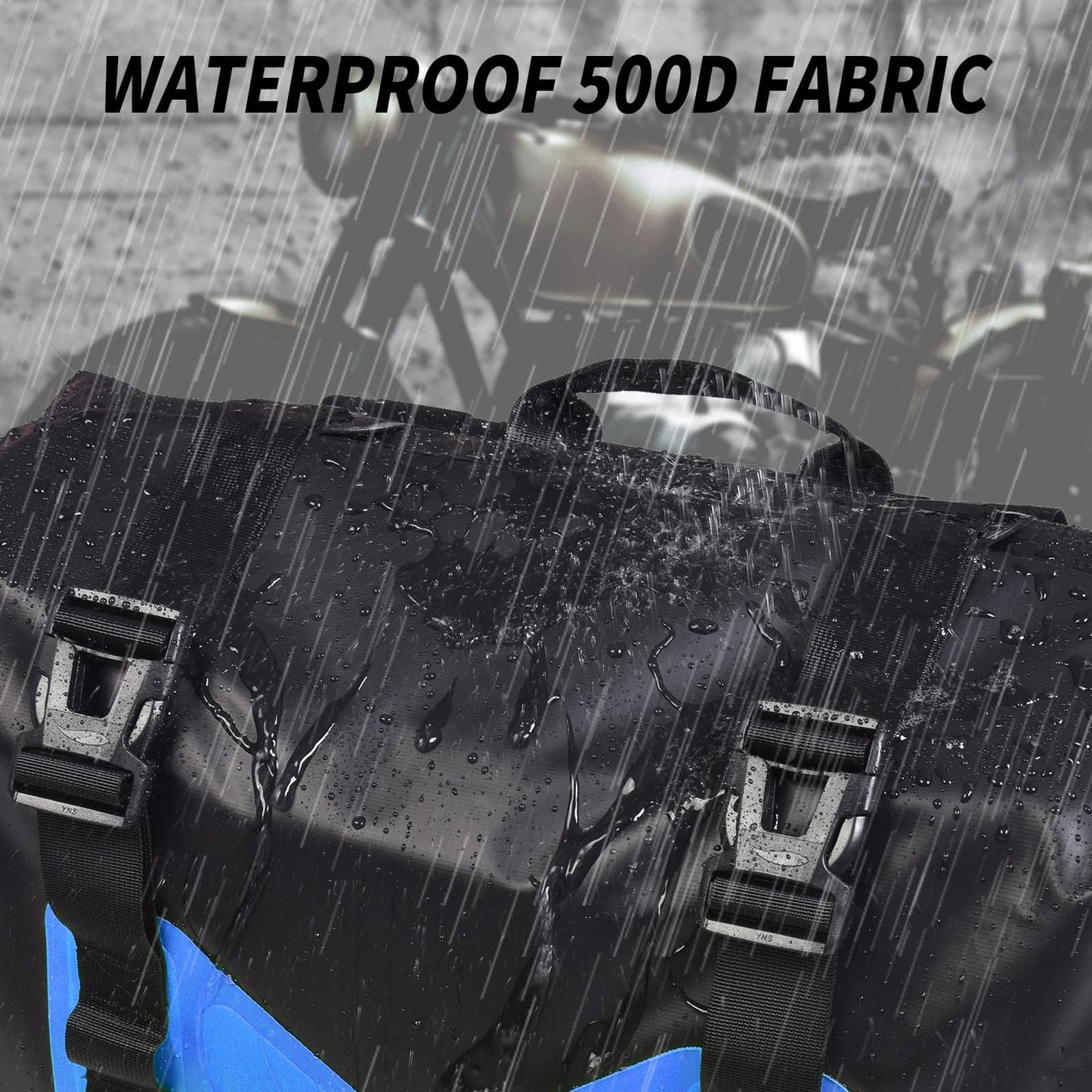AFISHTOUR Waterproof Motorcycle Saddlebags - 50L Motorcycle Luggage Bags for Motorbike Travel - Motorcycle Panniers - Detachable Bag for Scooter, Honda, Suzuki, Yamaha (Bule, 2 Pack)