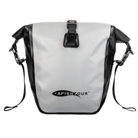 AFISHTOUR Waterproof Bike Panniers  - 15L Saddle Bags for Bicycles Rear Rack - Bike Bag for Grocery, Laptop (Grey)