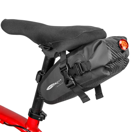 AFISHTOUR Waterproof Bicycle Saddle Bag - 1.5 L Roll-Top Closure Cycling Bike Seat Bag Under Seat Storage Pack for Mountain Road Bike Travel (Black)