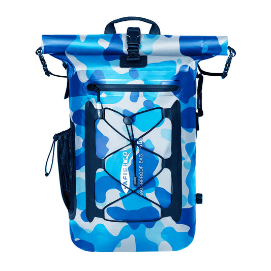 AFISHTOUR 35L Waterproof Backpack for Men and Women - Roll-Top Floating Dry Bag Backpack for Kayaking, Rafting, Boating, Beach (Blue)