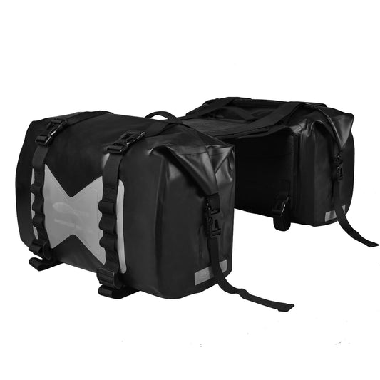 AFISHTOUR Waterproof Motorcycle Saddlebags - 30L Motorcycle Luggage Bags for Motorbike Travel - Motorcycle Panniers - Detachable Bag for Scooter, Honda, Suzuki, Yamaha (Grey, 2 Pack)
