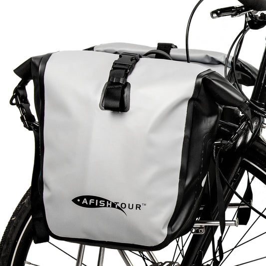 AFISHTOUR Waterproof Bike Panniers  - 15L Saddle Bags for Bicycles Rear Rack - Bike Bag for Grocery, Laptop (Grey)