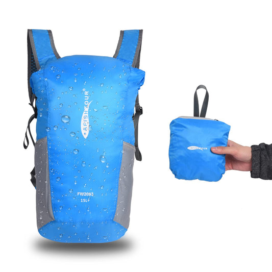 AFISHTOUR Ultralight Water Resistant Backpack for Men & Women, 15L Packable Hiking Daypack, Roll Top Closure Small Dry Bag Backpack for Cycling, Camping, Skiing, Boating (Blue)