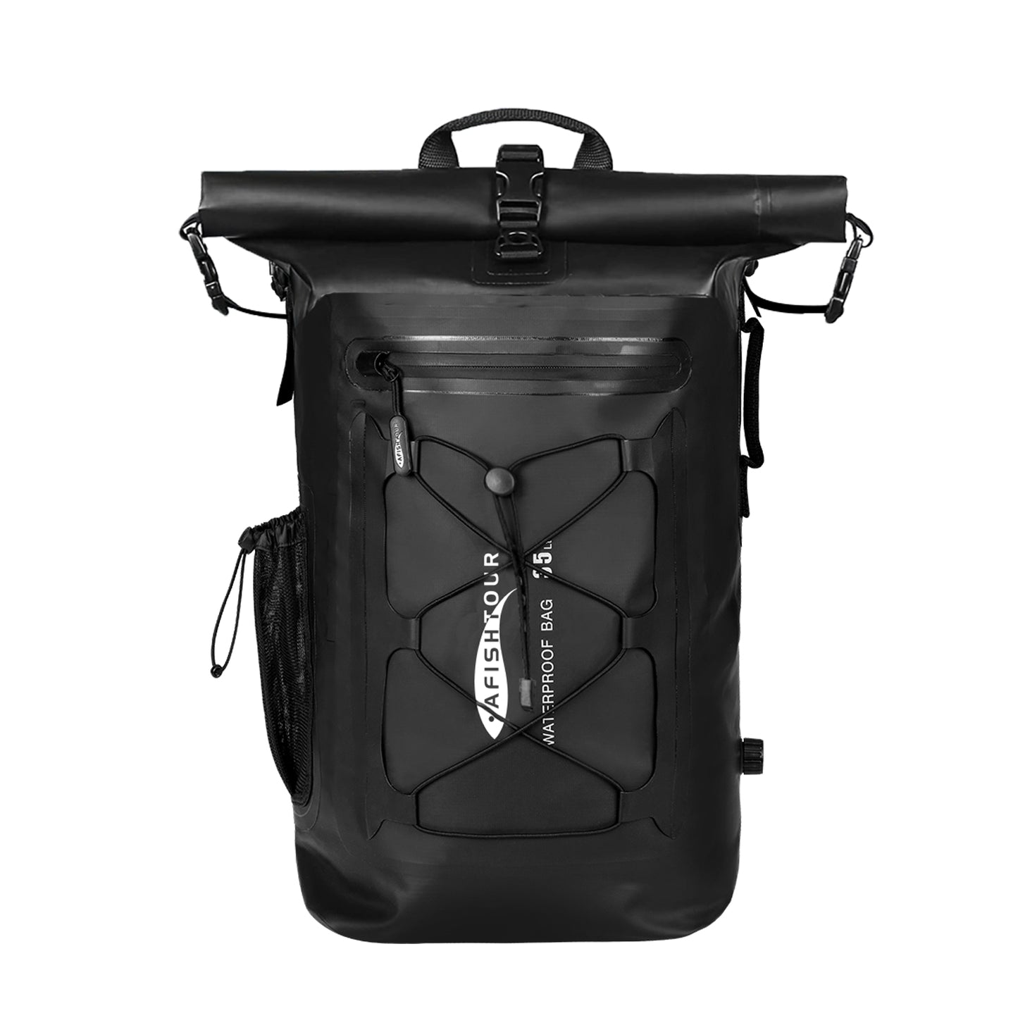 AFISHTOUR 35L Waterproof Backpack for Men and Women - Roll-Top Floating Dry Bag Backpack for Kayaking, Rafting, Boating, Beach (Black)