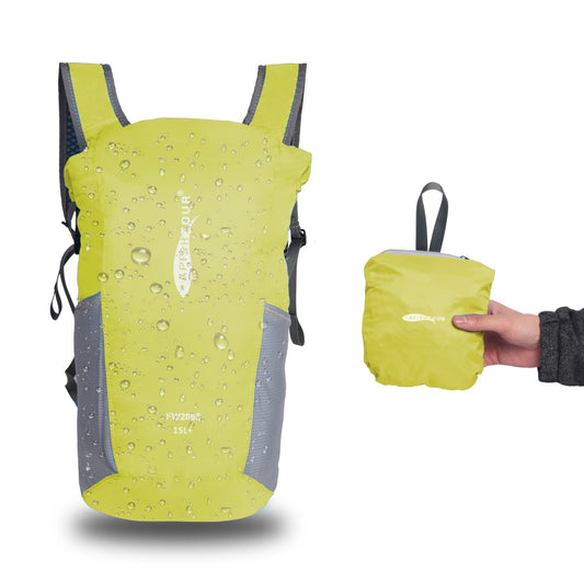 AFISHTOUR Ultralight Water Resistant Backpack for Men & Women, 15L Packable Hiking Daypack, Roll Top Closure Small Dry Bag Backpack for Cycling, Camping, Skiing, Boating (Yellow)
