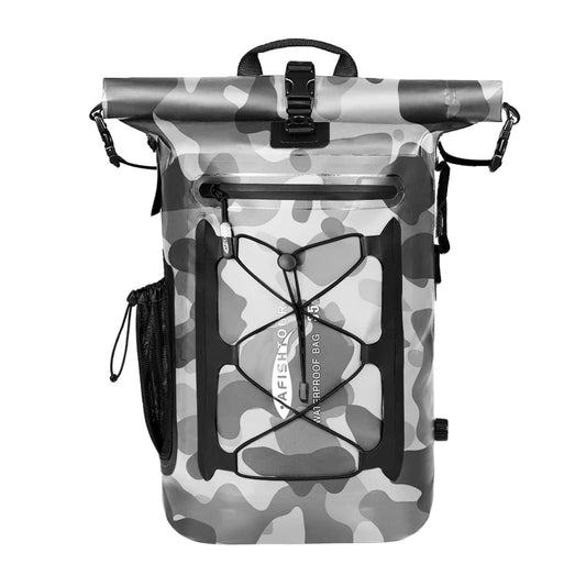 AFISHTOUR 35L Waterproof Backpack for Men and Women - Roll-Top Floating Dry Bag Backpack for Kayaking, Rafting, Boating, Beach (grey)