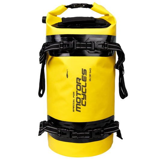 AFISHTOUR 25L Waterproof Motorcycle Dry Bag - Motorcycle Luggage Tail Bag with Straps for Back Seat - Roll Top Dry Bag for Kayaking, Rafting, Boating, Camping, Travel, Beach (Yellow)
