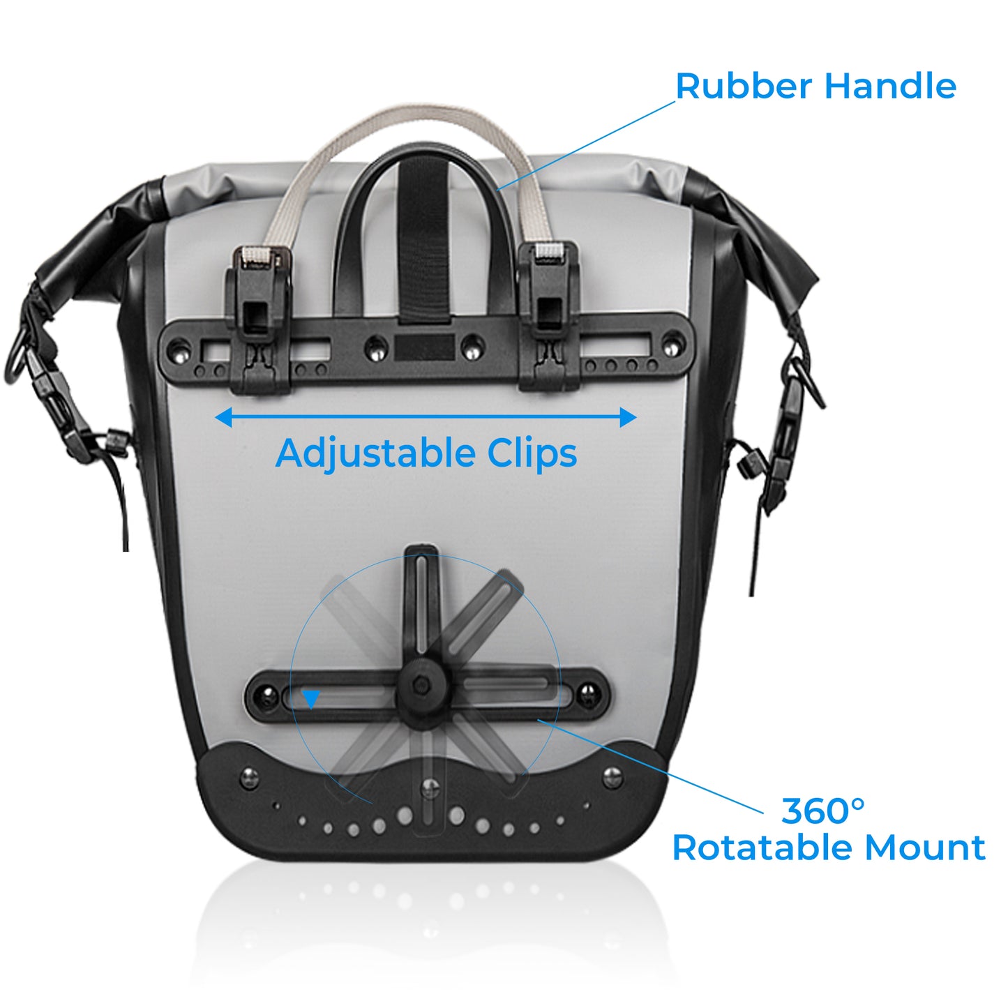 AFISHTOUR Waterproof Bike Panniers  - 25L Saddle Bags for Bicycles Rear Rack - Bike Bag for Grocery, Laptop (Grey)