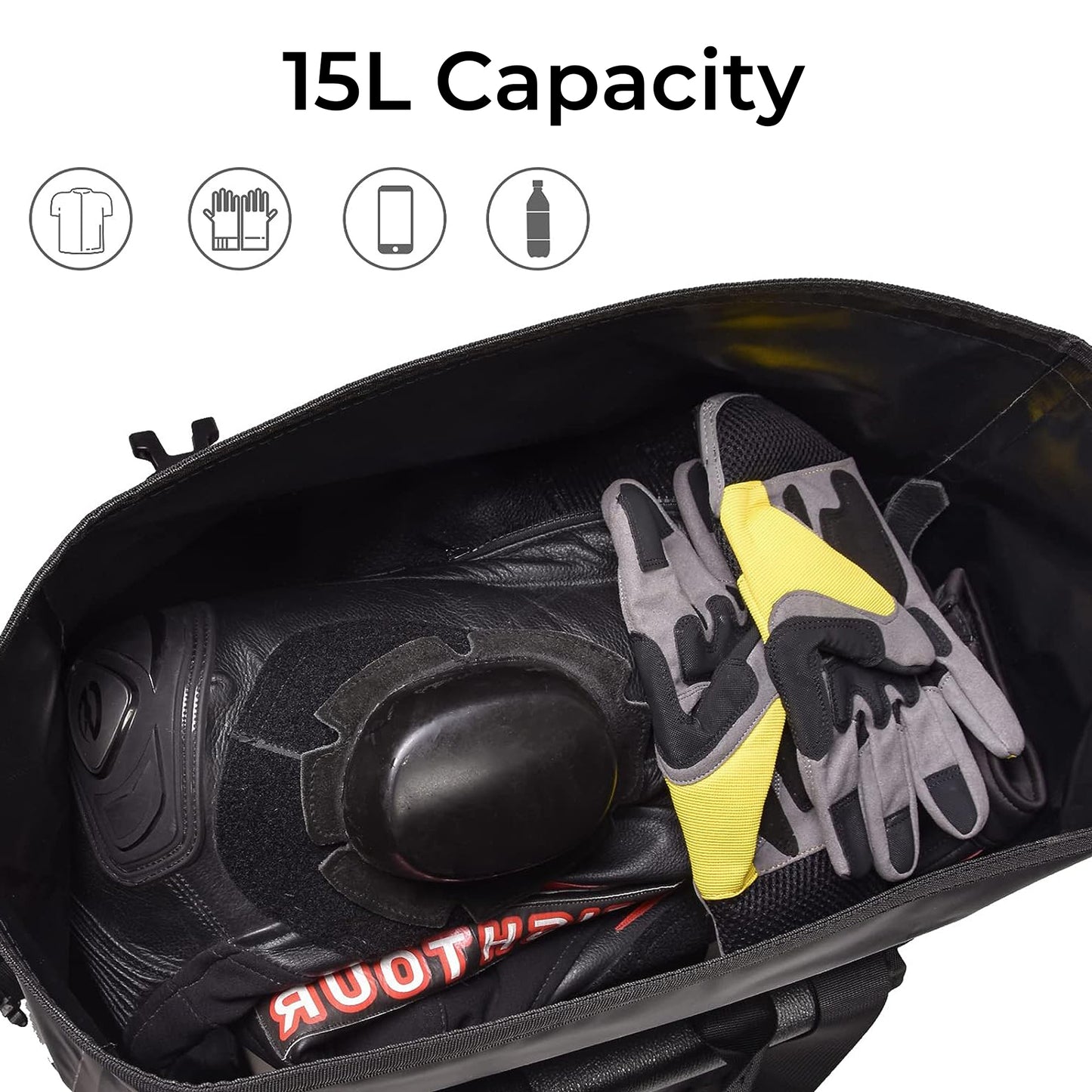 AFISHTOUR Waterproof Bike Panniers  - 15L Saddle Bags for Bicycles Rear Rack - Bike Bag for Grocery, Laptop (Grey)