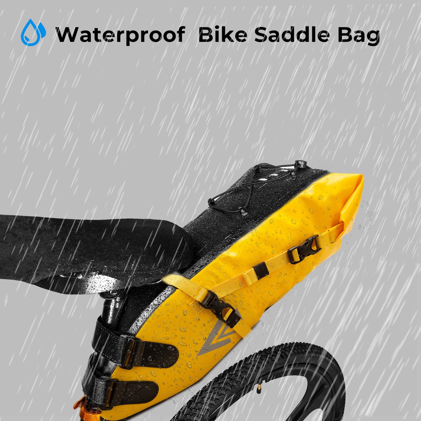 AFISHTOUR Waterproof Bicycle Saddle Bag - 13L Roll-Top Closure Cycling Bike Seat Bag Under Seat Storage Pack for Mountain Road Bike Travel (Yellow)