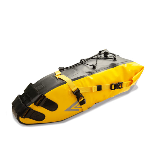 AFISHTOUR Waterproof Bicycle Saddle Bag - 13L Roll-Top Closure Cycling Bike Seat Bag Under Seat Storage Pack for Mountain Road Bike Travel (Yellow)