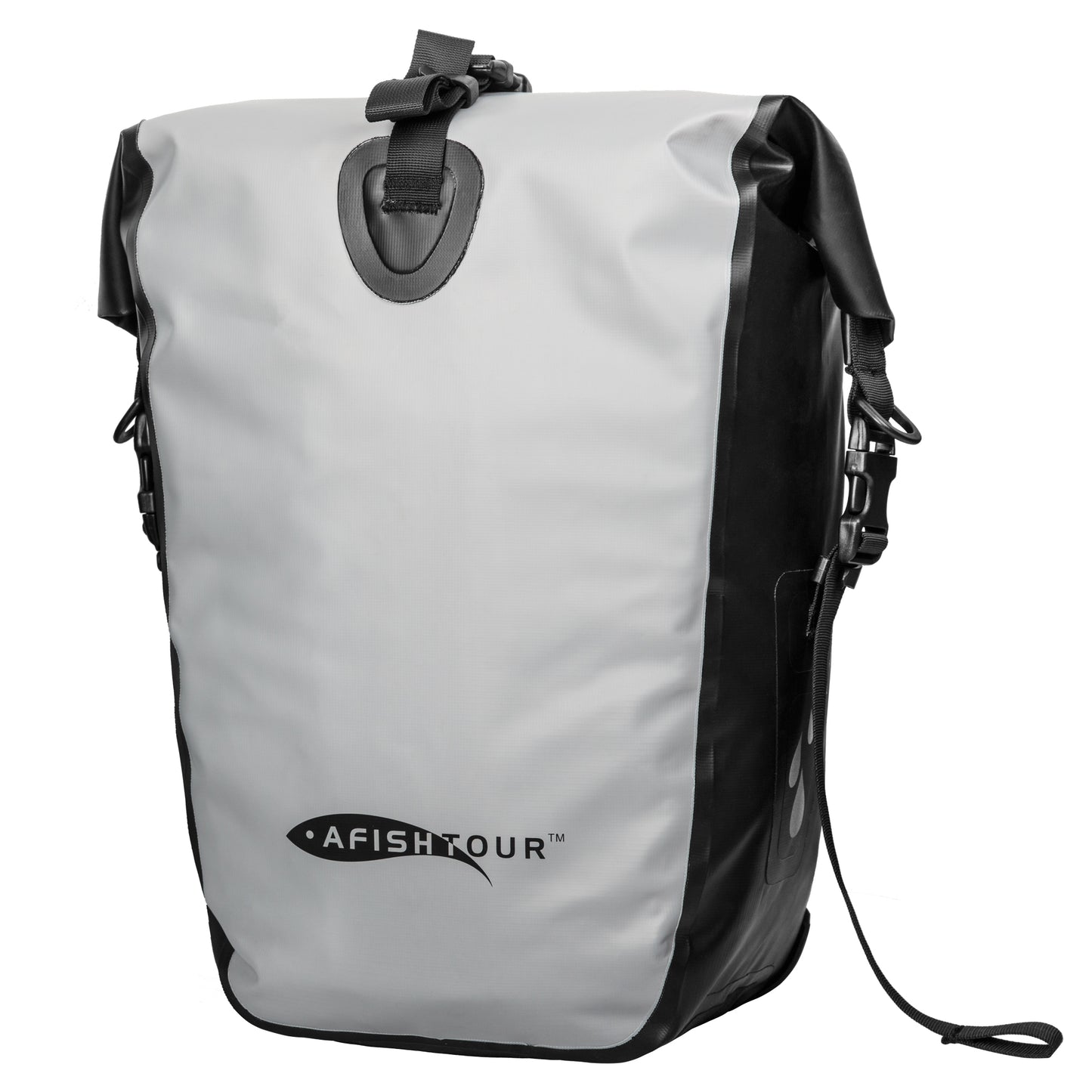 AFISHTOUR Waterproof Bike Panniers  - 25L Saddle Bags for Bicycles Rear Rack - Bike Bag for Grocery, Laptop (Grey)