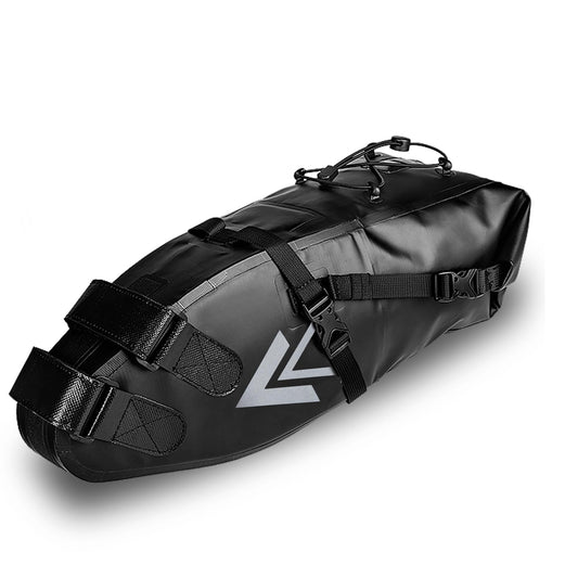 AFISHTOUR Waterproof Bicycle Saddle Bag - 10L Roll-Top Closure Cycling Bike Seat Bag Under Seat Storage Pack for Mountain Road Bike Travel (Black)