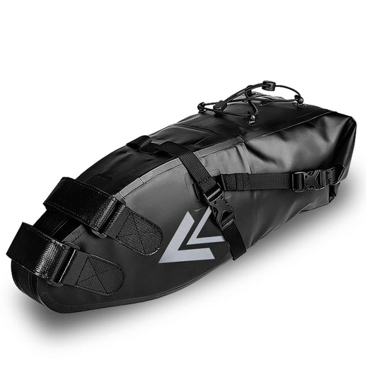 AFISHTOUR Waterproof Bicycle Saddle Bag - 13L Roll-Top Closure Cycling Bike Seat Bag Under Seat Storage Pack for Mountain Road Bike Travel (Black)