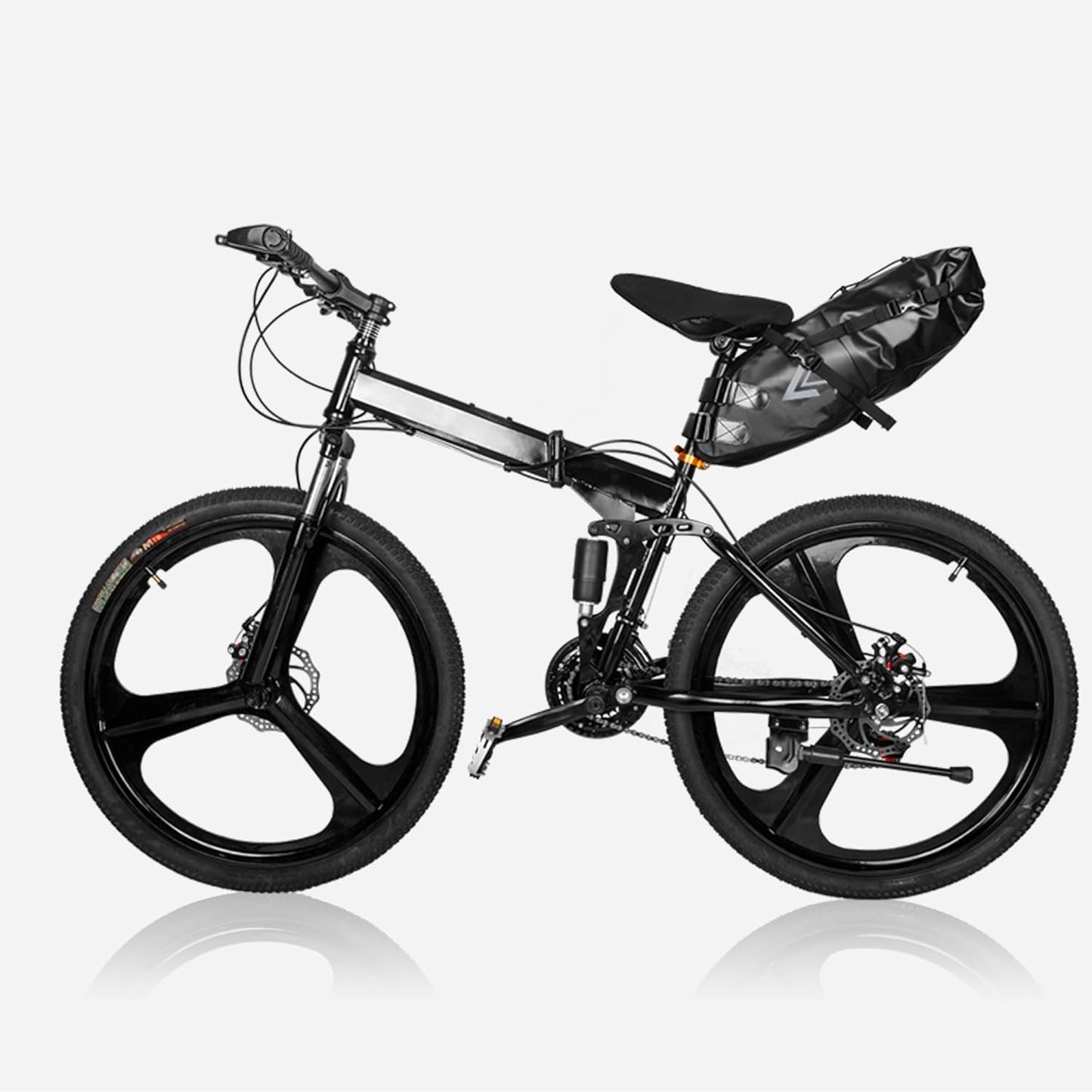 AFISHTOUR Waterproof Bicycle Saddle Bag - 10L Roll-Top Closure Cycling Bike Seat Bag Under Seat Storage Pack for Mountain Road Bike Travel (Black)