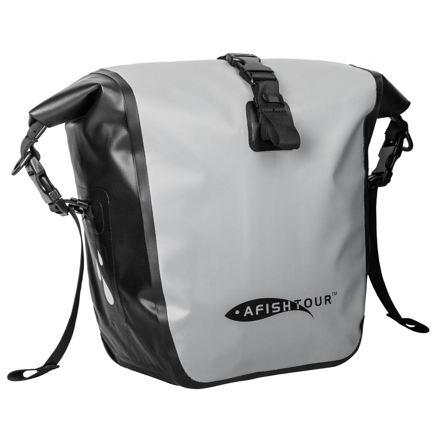 AFISHTOUR Waterproof Bike Panniers  - 15L Saddle Bags for Bicycles Rear Rack - Bike Bag for Grocery, Laptop (Grey)