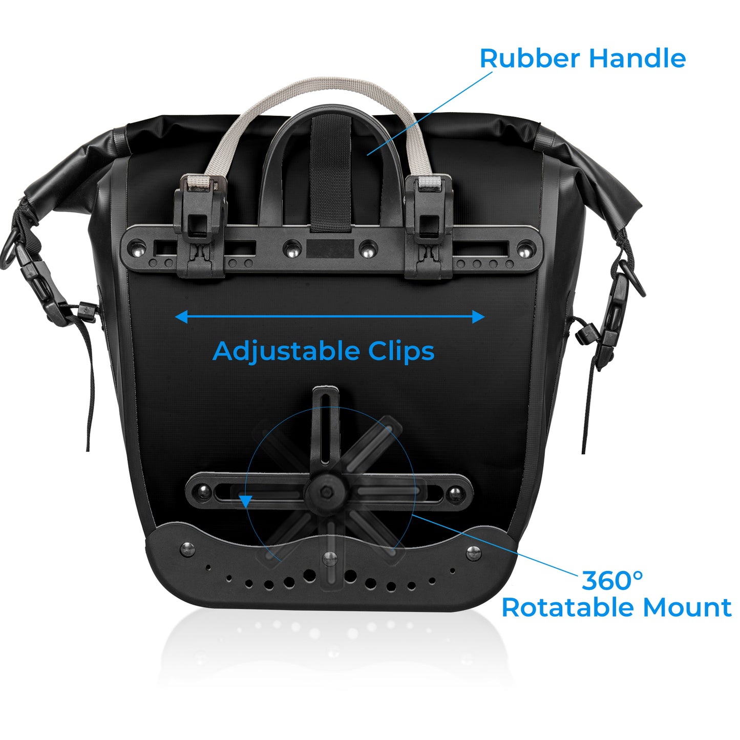 AFISHTOUR Waterproof Bike Panniers  - 15L Saddle Bags for Bicycles Rear Rack - Bike Bag for Grocery, Laptop (Black)