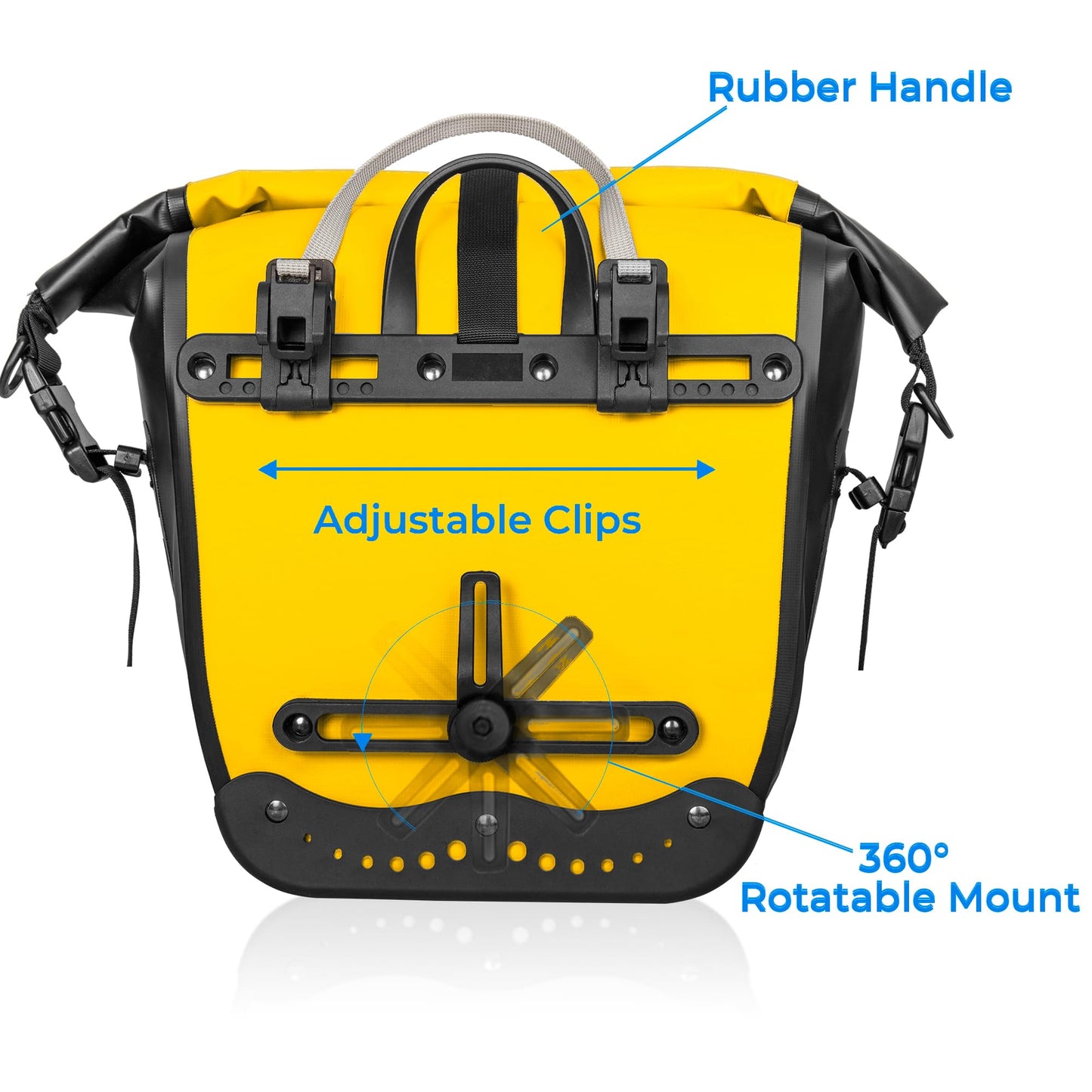 AFISHTOUR Waterproof Bike Panniers  - 15L Saddle Bags for Bicycles Rear Rack - Bike Bag for Grocery, Laptop (Yellow)