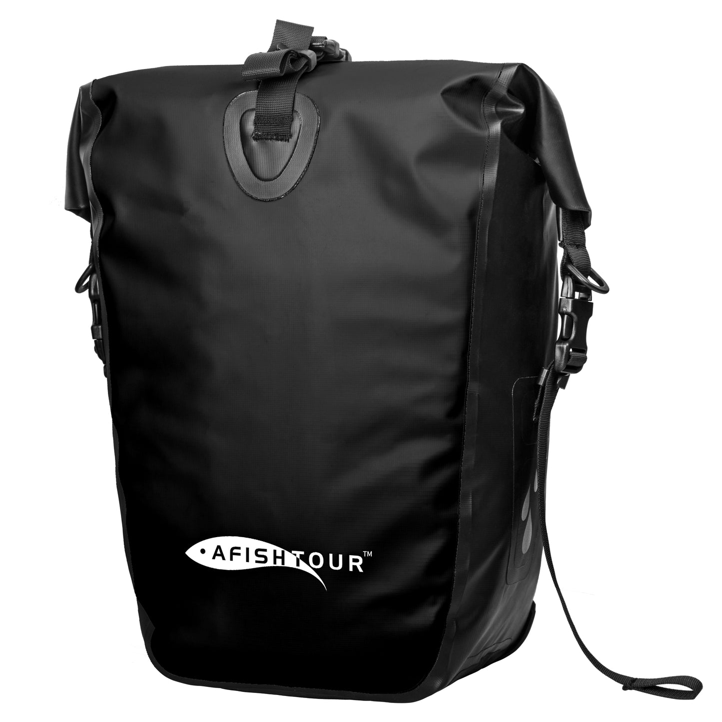 AFISHTOUR Waterproof Bike Panniers  - 25L Saddle Bags for Bicycles Rear Rack - Bike Bag for Grocery, Laptop (Black)