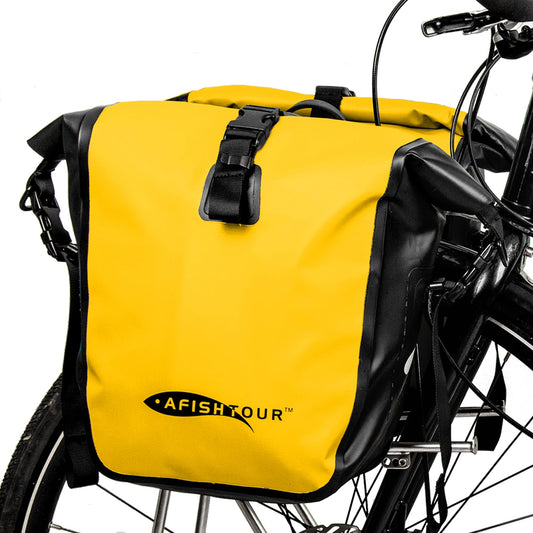 AFISHTOUR Waterproof Bike Panniers  - 15L Saddle Bags for Bicycles Rear Rack - Bike Bag for Grocery, Laptop (Yellow)